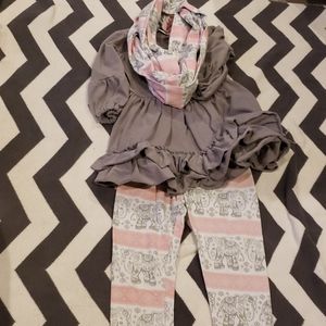 Boutique Outfit with Scarf. 2t